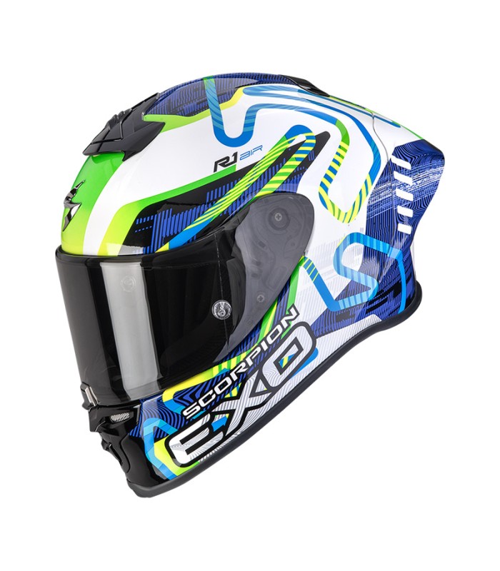 Casque Scorpion Exo R1 Evo 2 Air Cornering bleu vert