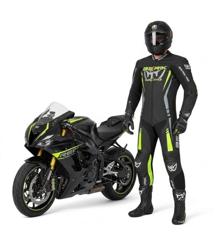 Tuta pelle Berik Ls1-171334FR nera gialla