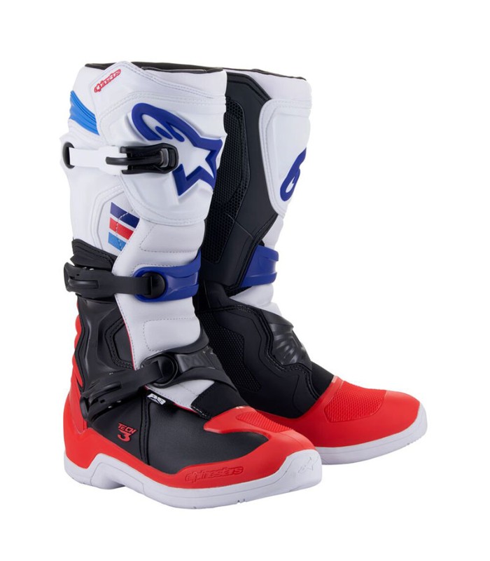 Stivali cross Alpinestars Tech 3 bianco blu rosso