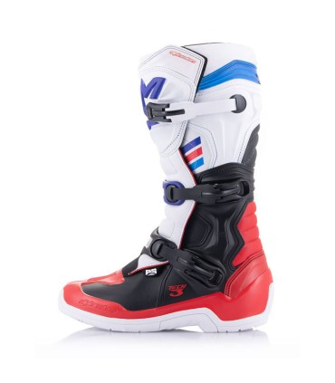 Bottes cross Alpinestars Tech 3 blanc bleu rouge