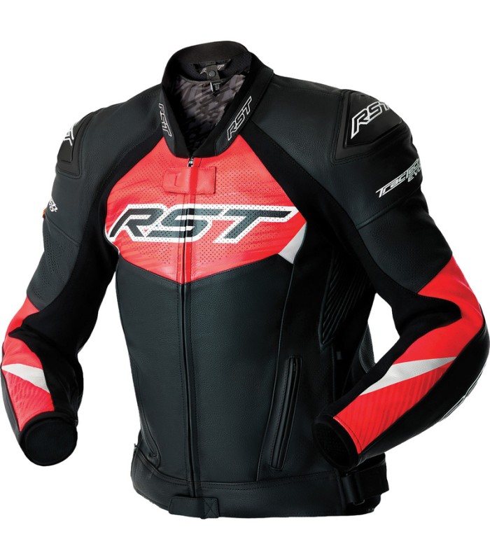 Veste en cuir RST Tractech Evo D3O noir rouge