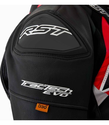 Lederjacke RST Tractech Evo D3O schwarz rot