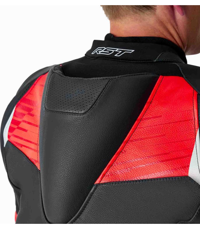 Lederjacke RST Tractech Evo D3O schwarz rot