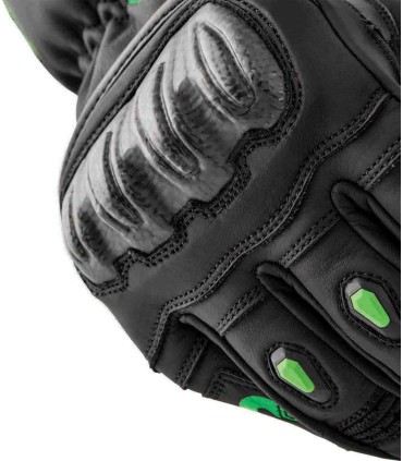 RST S-1 black green leather gloves