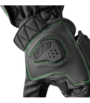 RST S-1 black green leather gloves