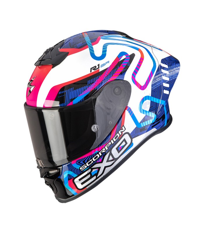 Casque Scorpion Exo R1 Evo 2 Air Cornering bleu pink