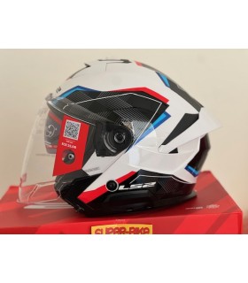 Casco jet LS2 OF618 Verso 2 Air bianco blu