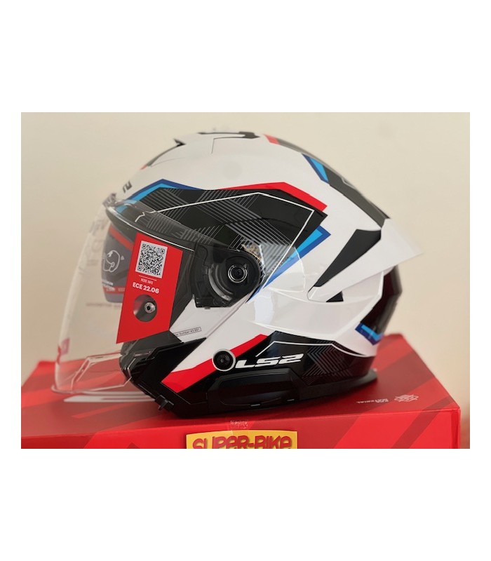 Casco jet LS2 OF618 Verso 2 Air bianco blu