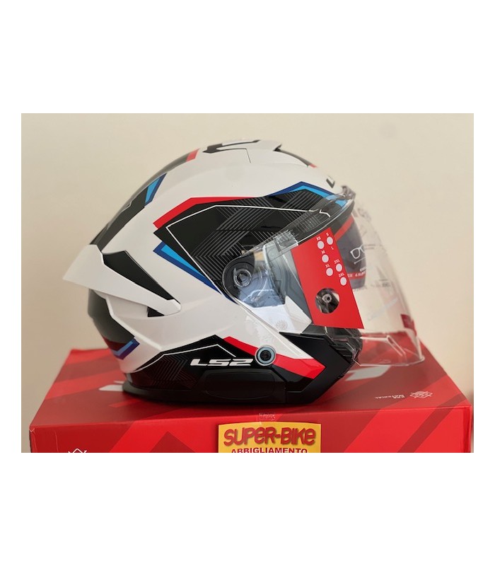 Casco jet LS2 OF618 Verso 2 Air bianco blu