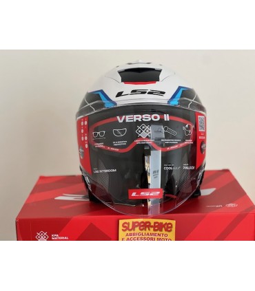 Helm jet LS2 OF618 Verso 2 Air weiss blau