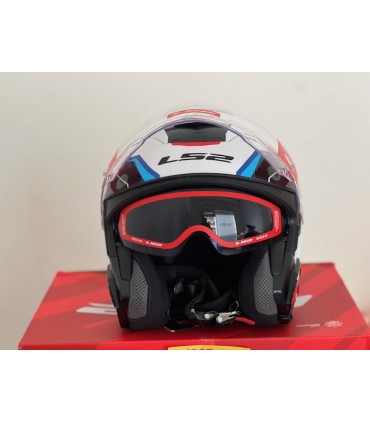 Casque jet LS2 OF618 Verso 2 Air blanc bleu