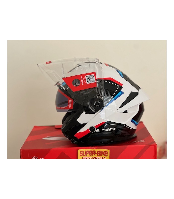 Casco jet LS2 OF618 Verso 2 Air bianco blu