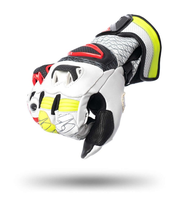 Guanti racing Spyke Tech Pro bianco giallo