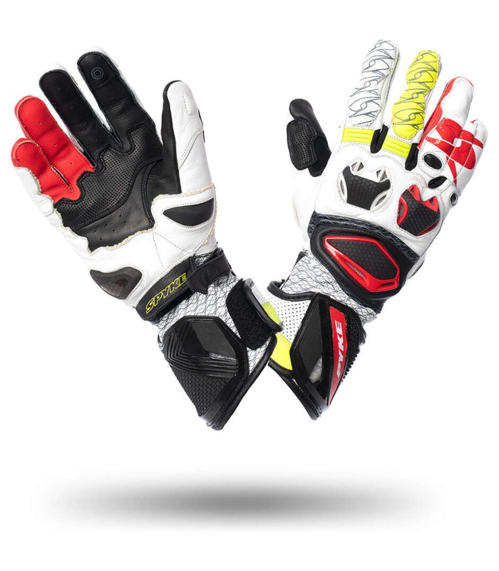 Guanti racing Spyke Tech Pro bianco giallo