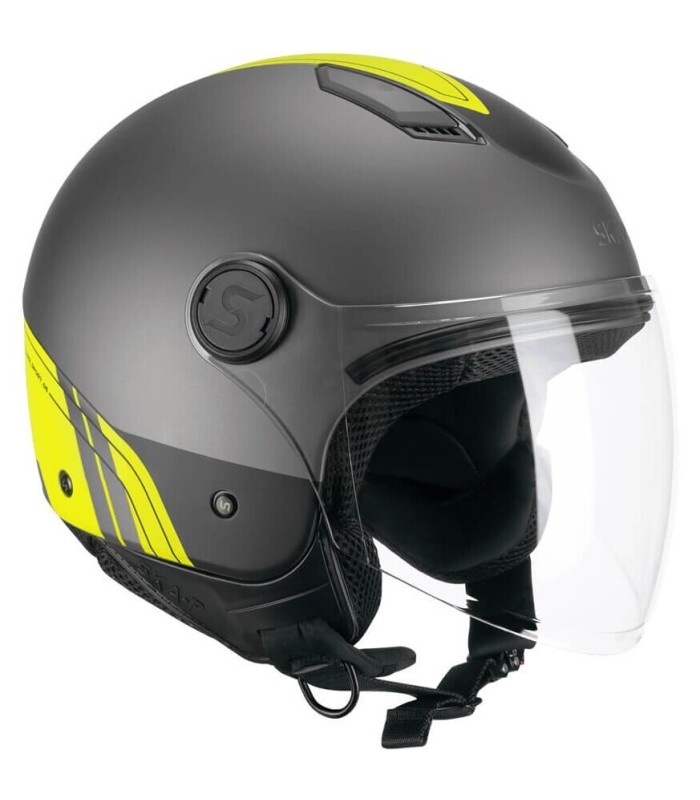 Casco jet Ska-P Luke antracite giallo opaco