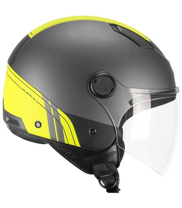 Casque jet Ska-P Luke anthracite jaune mat