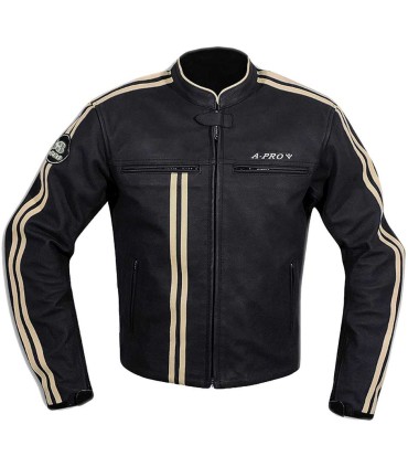 Giacca moto pelle A-Pro Bandido nero beige