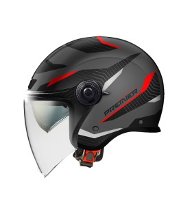 Casco jet Premier City Fly Evo 17 BM rosso opaco