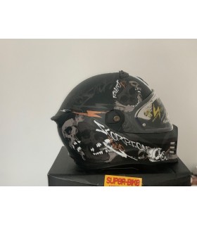 Casco Scorpion Covert FX Skullz grigio oro opaco