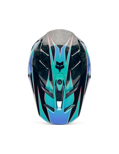 Casco Motocross Fox V3 RS Canvas acqua