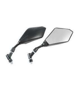 E-MARKED MIRRORS BLACK WITH CLEAR CONVEX LENS