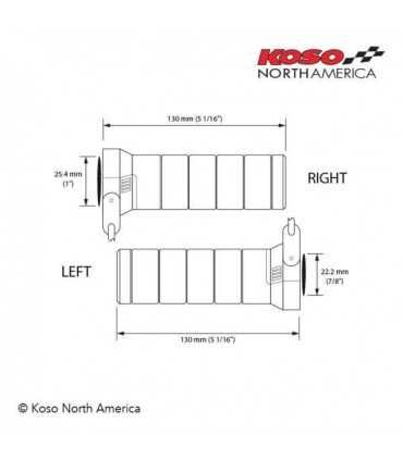 KOSO TITAN MANOPOLE RISCALDATE 22MM/130MM NERO