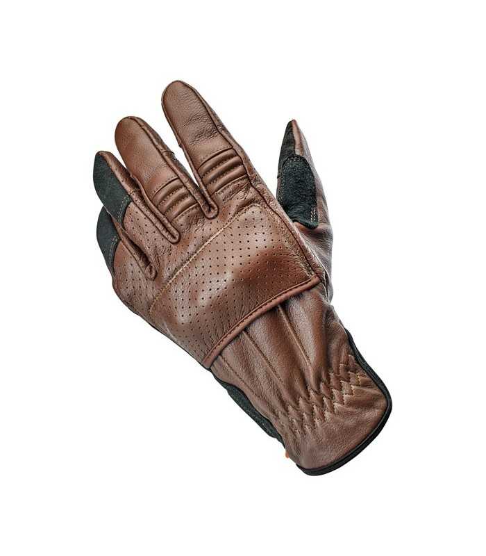 MOTORCYCLE LEATHER GLOVES BILTWELL BORREGO CE BROWN
