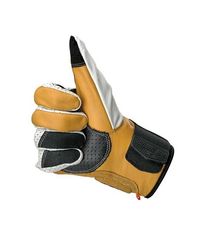 MOTORCYCLE LEATHER GLOVES BILTWELL BORREGO CE WHITE