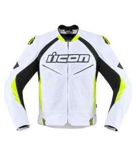 ICON HYPERSPORT 2 PRIME LEATHER JACKET WHITE YELLOW