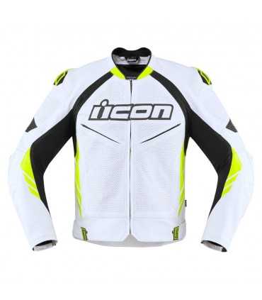 ICON HYPERSPORT 2 PRIME LEDERJACKE WEIß GELB